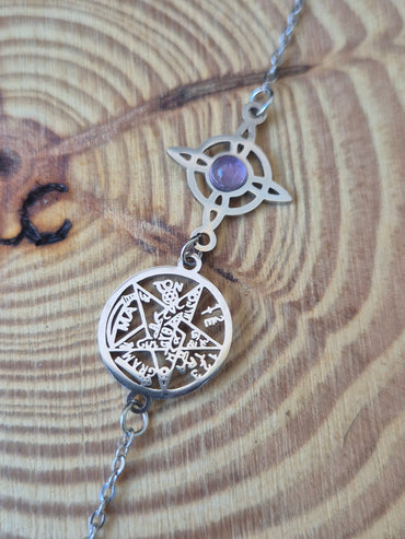 Pulsera Acero Doble Protección Amatista Consagrada