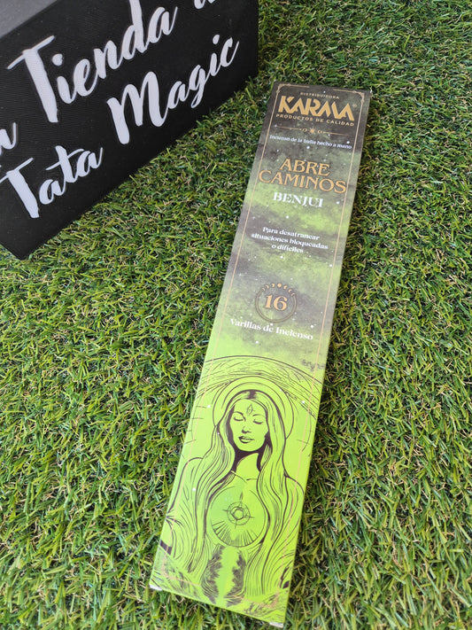 Incienso Extra Largo Abre Caminos Benjuí de Karma - Limpieza y Atracción de Oportunidades