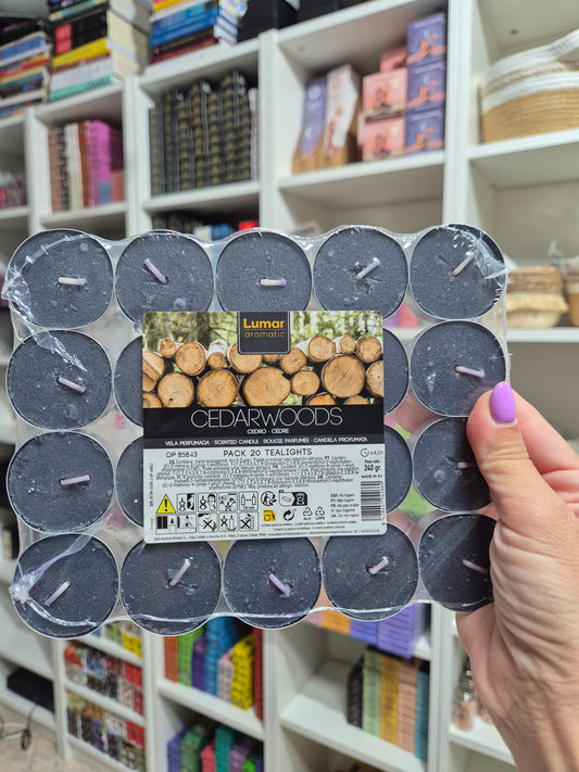 Velas de Té de Cedro 20 unidades de Lumar Aromatic - Purificación, Renacimiento y Conexión con la Naturaleza