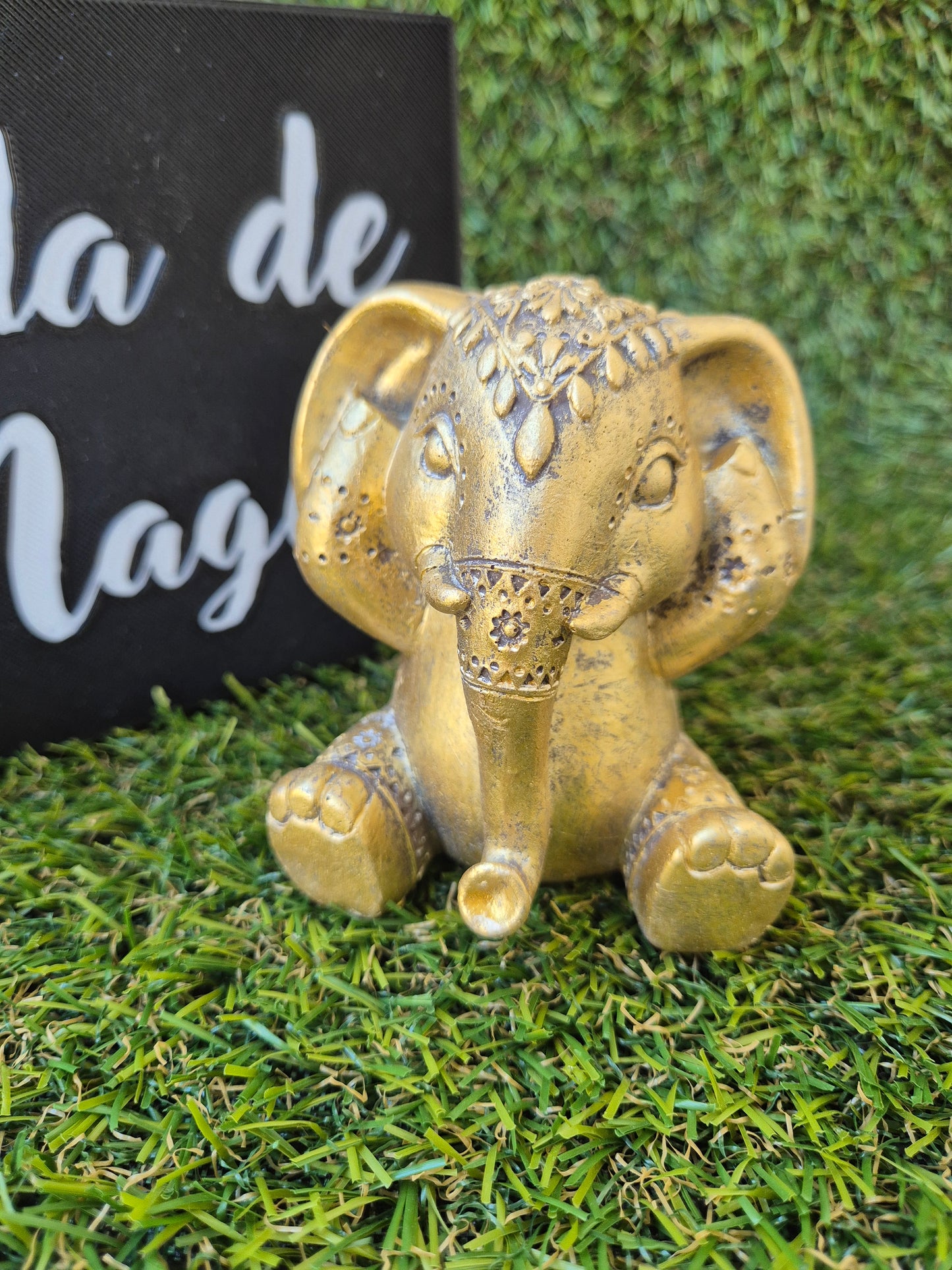 Ganesha Ver, Oír y Callar Doradas - Figuras Decorativas de Sabiduría y Protección