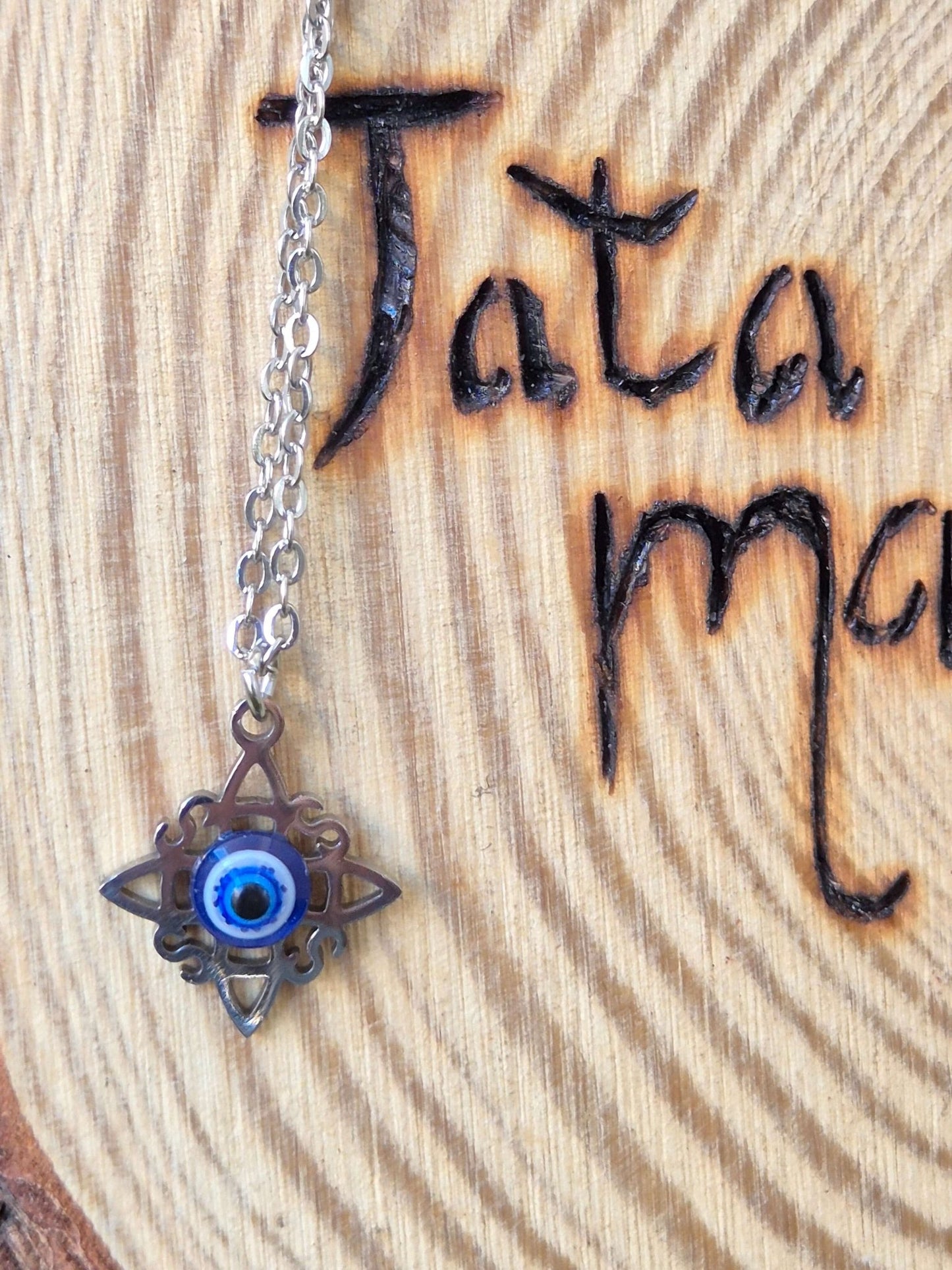 Conjunto nudo de bruja ojo turco Collar + anillo acero Tienda esotérica Málaga - La Tienda de Tata Magic: tienda Esotérica en Málaga