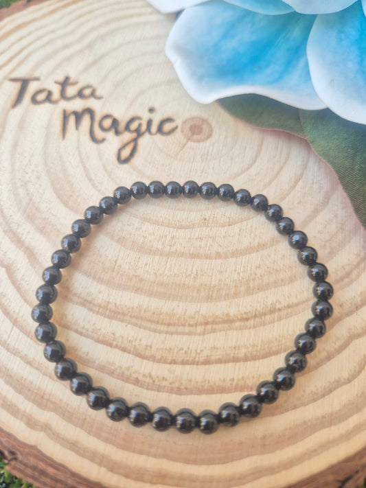 Pulsera Turmalina Negra 4mm - Protección contra Energías Negativas