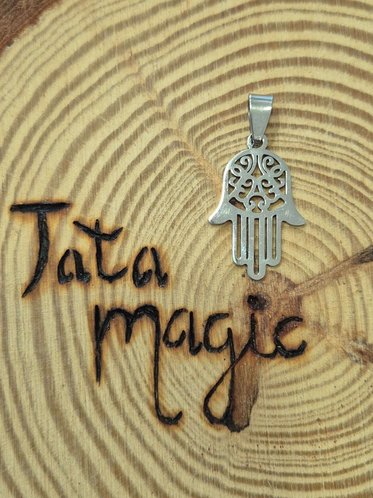 Colgante mano de fatima acero Tienda esotérica Málaga - La Tienda de Tata Magic: tienda Esotérica en Málaga
