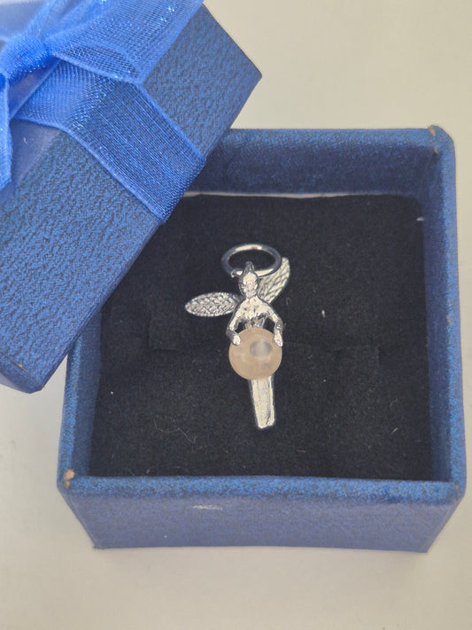 Colgante Hada Cuarzo Rosa (Sin Cadena)