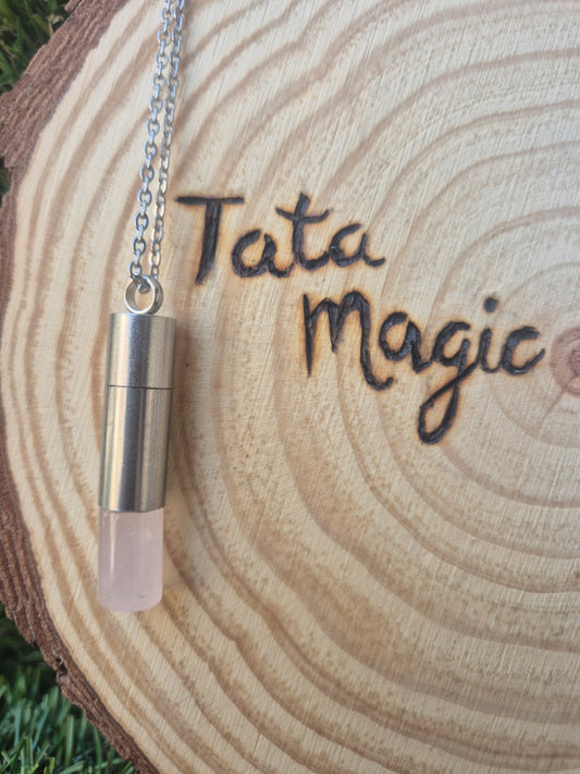 Colgante de Manifestación con Cuarzo Rosa y Mensaje de la Kabbalah- Amor y Armonía Unisex