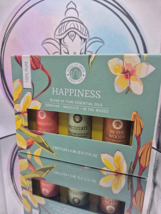 Aceites esenciales Happiness-Pack Sunshine, meditate & in the woods (3x5 ml)