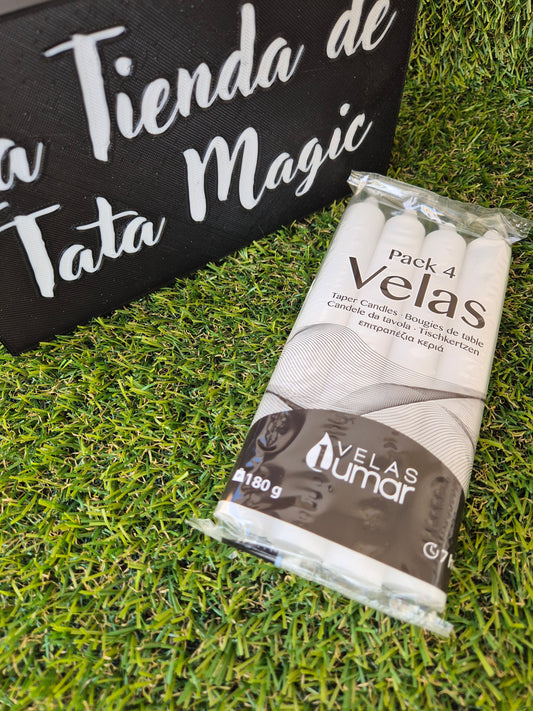 Pack de 4 Velas Blancas Bujía - Purificación y Rituales