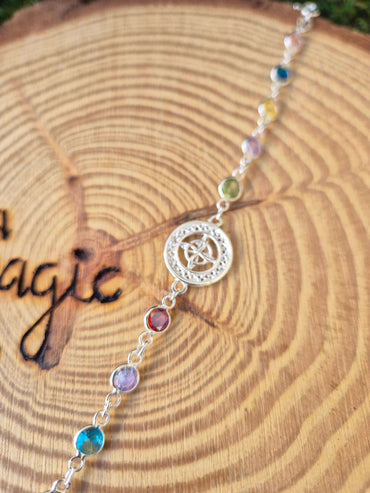 Pulsera Nudo de Bruja Plata con circonitas de colores Tienda esotérica Málaga - La Tienda de Tata Magic: tienda Esotérica en Málaga
