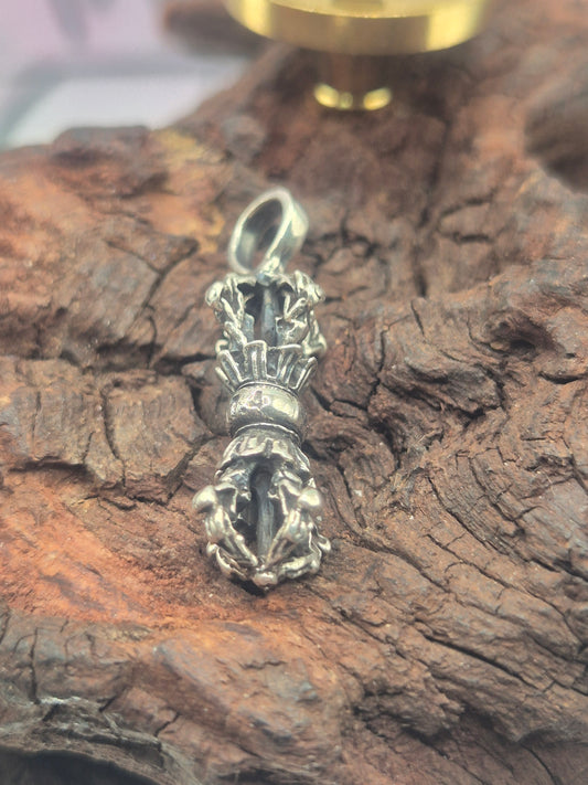 Colgante Plata 925 Consagrado Protección Tibetana (Dorje)