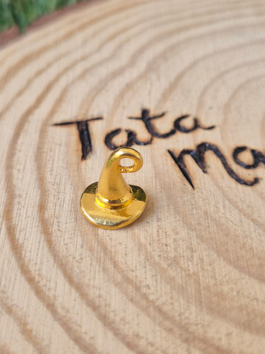 Mini Gorro Dorado de Bruja-Amuleto de Poder y Éxito