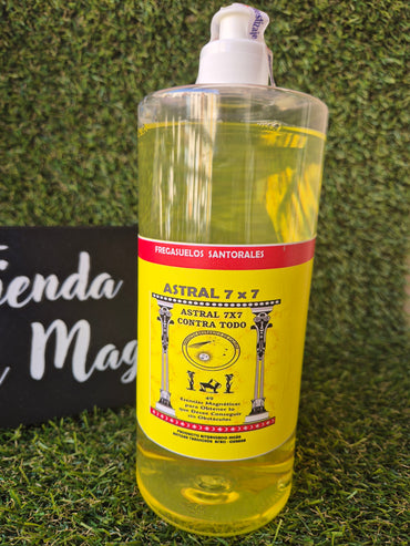 Friegasuelos Santorales Astral 7x7 Contra Todo con Hierbas de 1 litro- Limpiezas Energéticas y Protección del Hogar Producto Ritualizado según la Tradición Afro Cubana