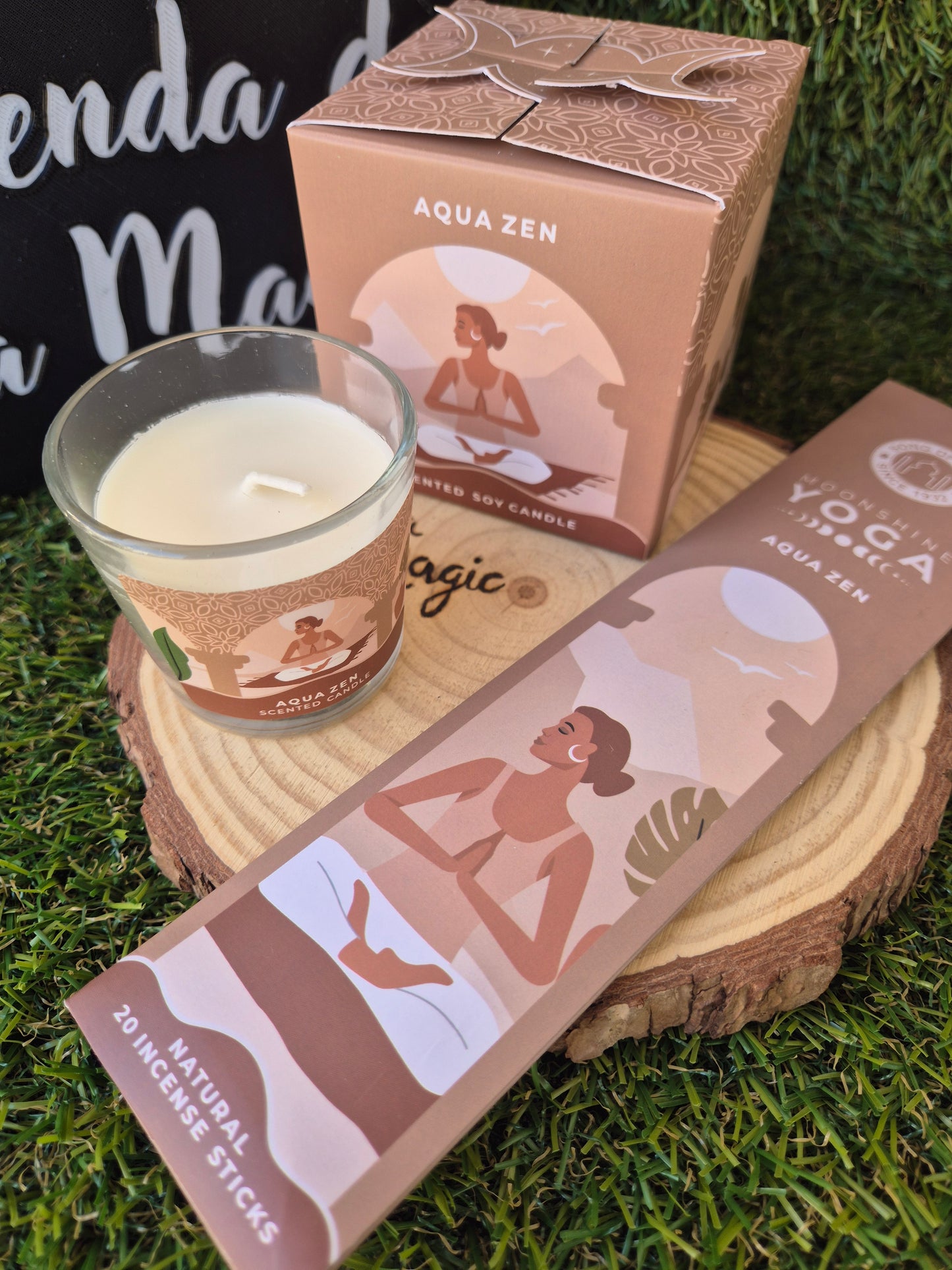 Pack Vela Soja + Incienso de Regalo Aqua Zen - Equilibrio y Armonía Song Of India
