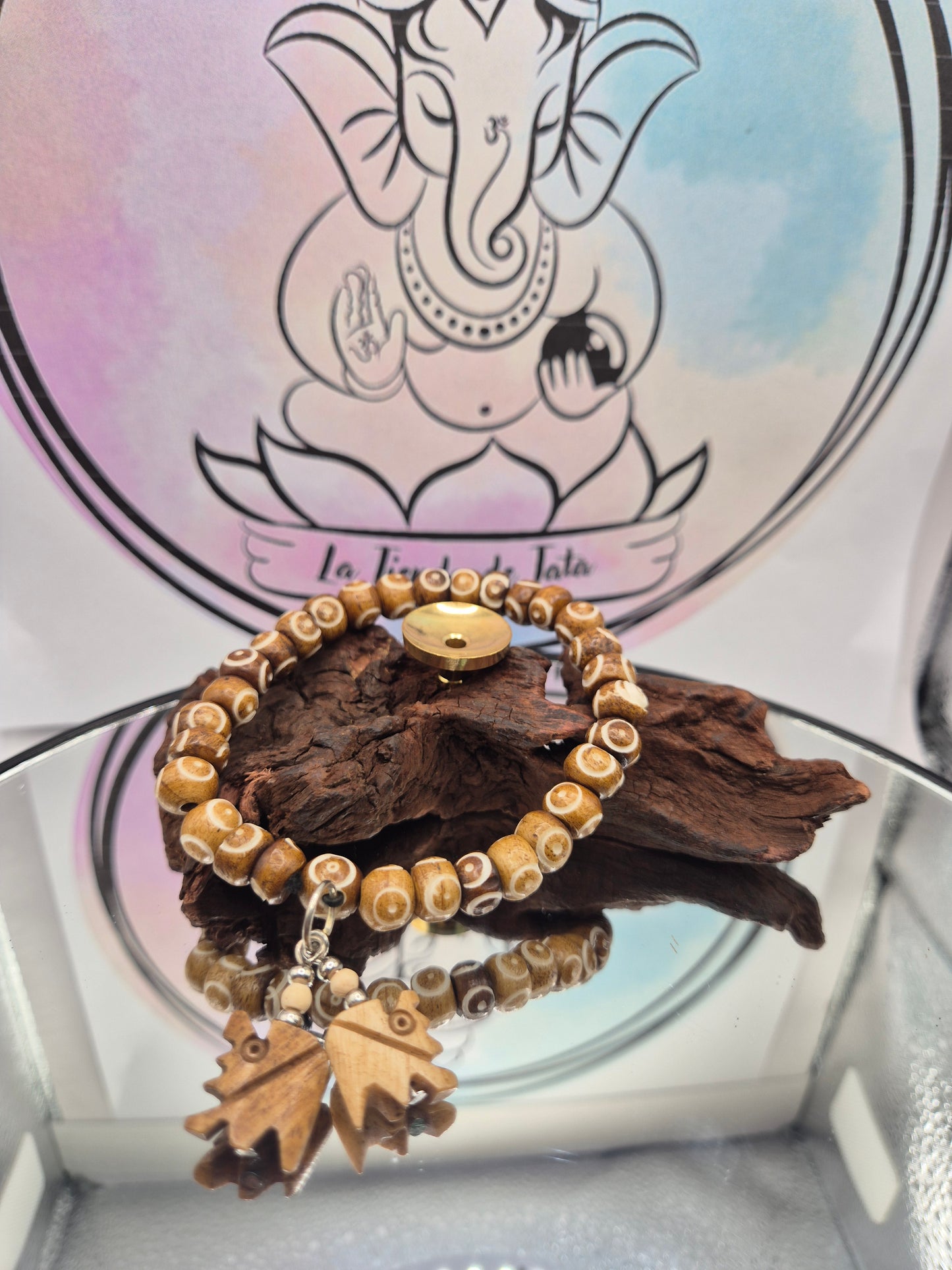 Pulsera - Hueso Ojo Turco Elefantes Marrón