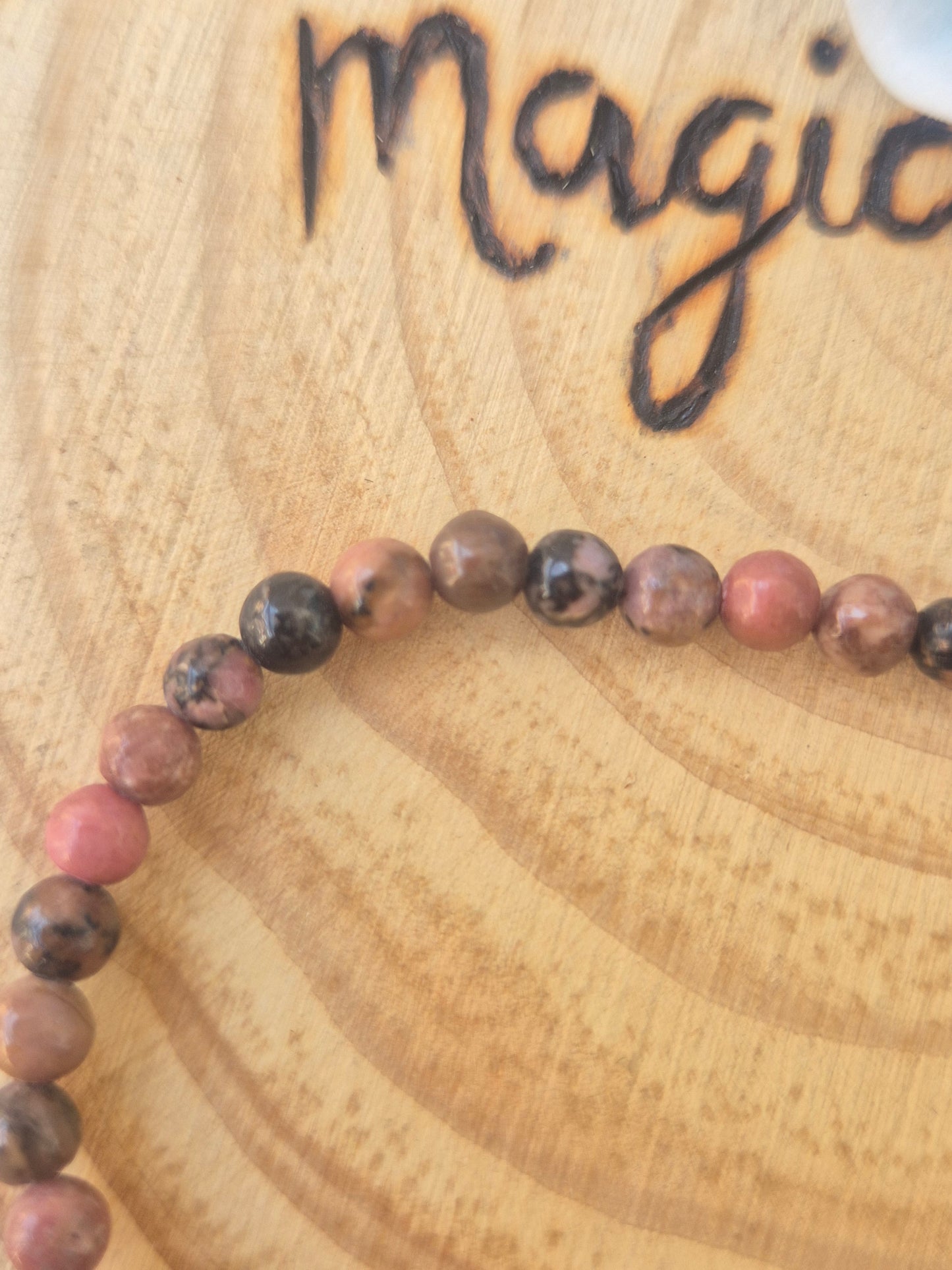 Pulsera de Rodonita 4mm -Amor, Sanación Emocional y Buena Suerte