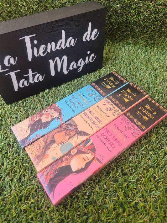 Pack inciensos Fusion Gold /Limpieza - Palo Santo con Incienso + Palo Santo Con Salvia Blanca + Palo Santo con Romero