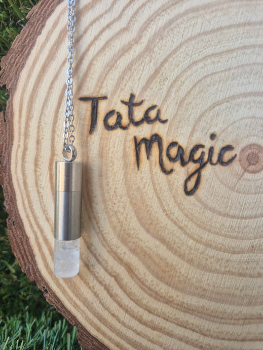 Colgante de Manifestación con Cuarzo Blanco y Mensaje de la Kabbalah- Pureza y Protección Unisex