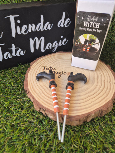 Adorno para Maceta Piernas de Bruja - Decoración Mágica para Jardín, Halloween o Rincones Esotéricos