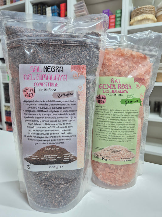 Pack Sal Rosa + Sal Negra del Himalaya de 1 kg - Limpieza Energética, Protección y Purificación