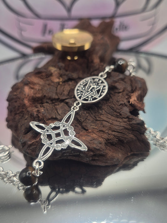 Pulsera Doble Protección Ojo de Tigre Plata 925