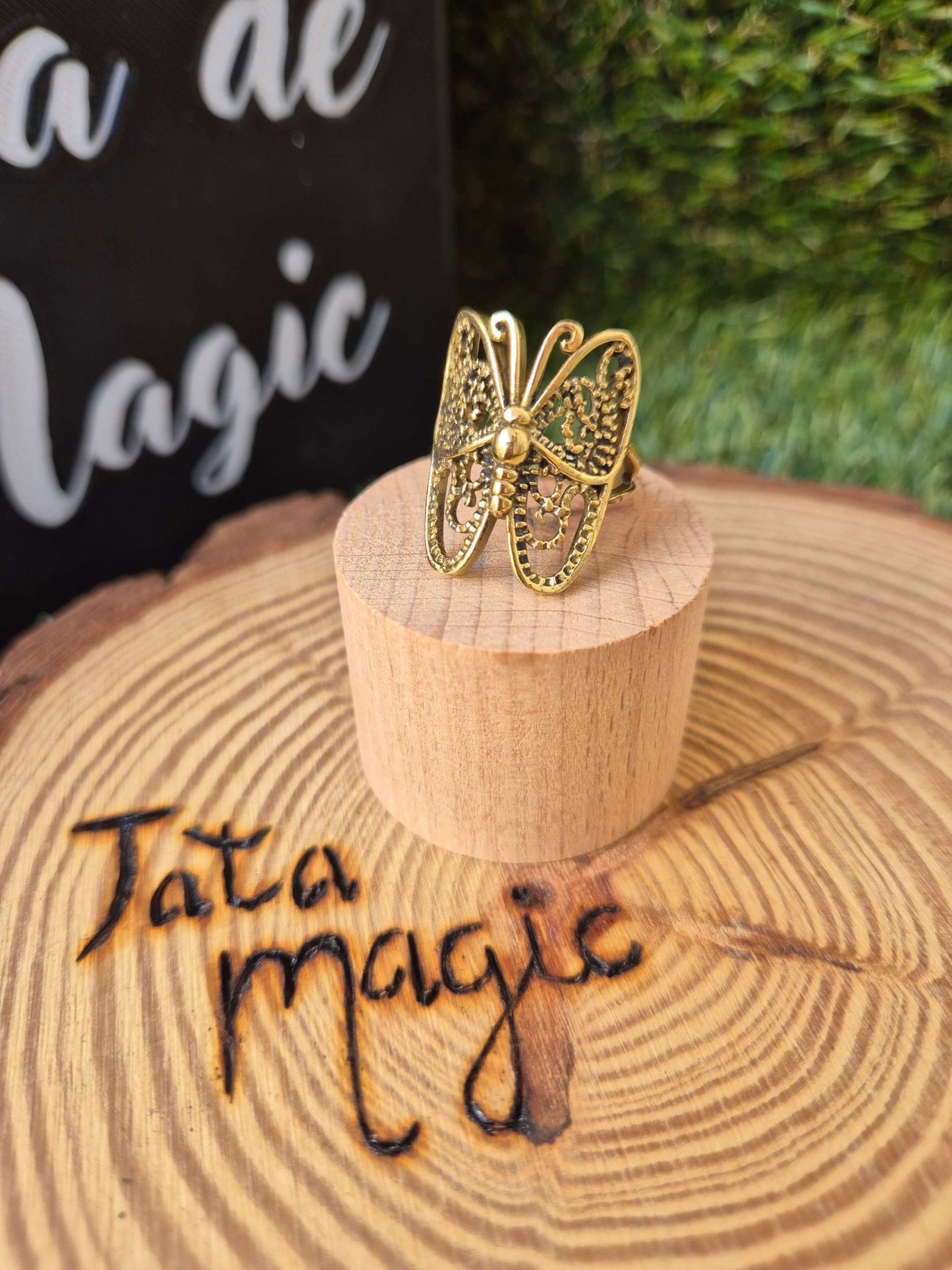 Anillo de Bronce Mariposa Talla 12 - Amuleto de Renacimiento AnillosaceroTienda esotérica Málaga - La Tienda de Tata Magic: tienda Esotérica en Málaga