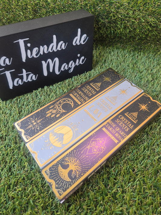 Pack Inciensos de Minerales Protección y Emoción /Turmalina + Lava + Cuarzo Rosa