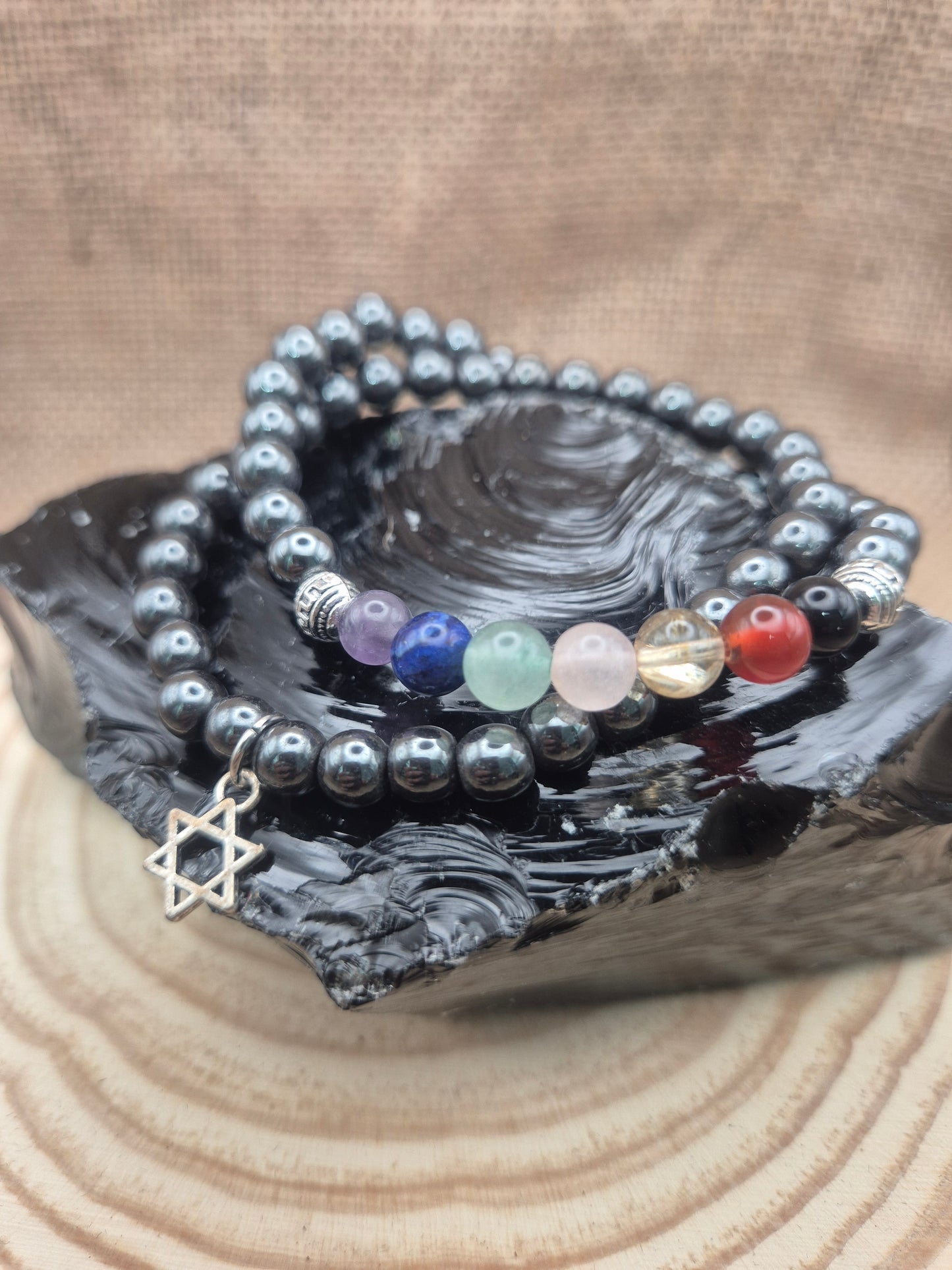 Pulseras Gaia de Hematite 7 chacras y Hematite- Equilibrio, Fuerza y alineación energética
