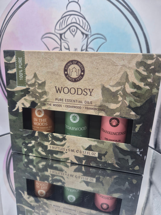 Aceites esenciales Woodsy-Pack In the Woods, Cedarwood y Frankincense (3x5 ml)
