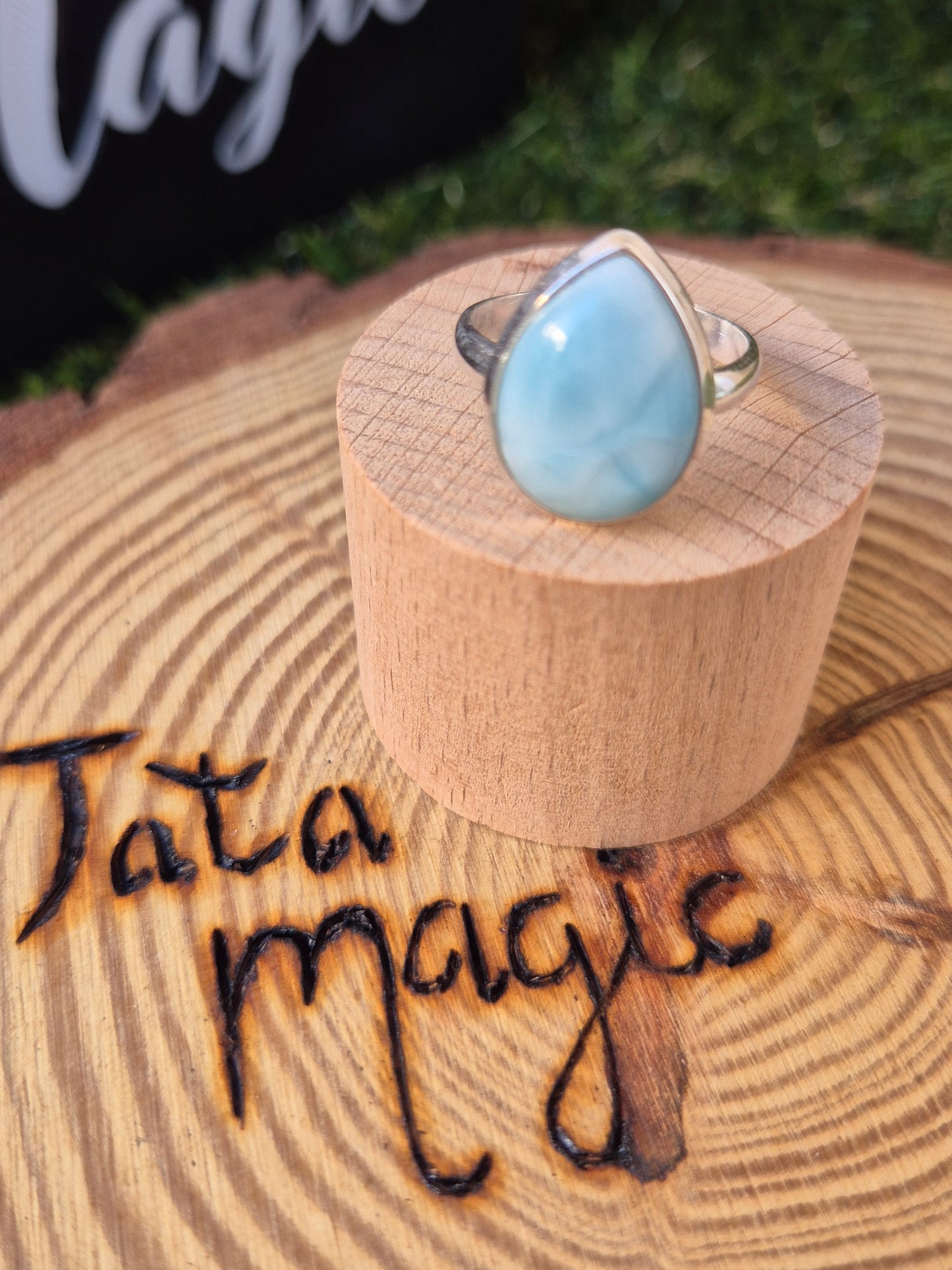 Anillo de Larimar en Plata Adaptable - Activación Cuántica para Propósito del Alma