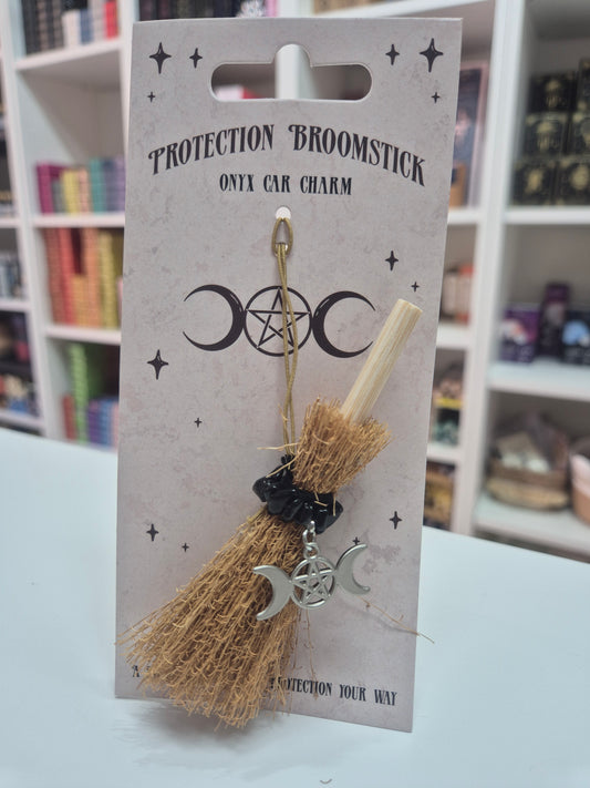 Mini escobitas esotéricas con cristales-Amuletos para el coche