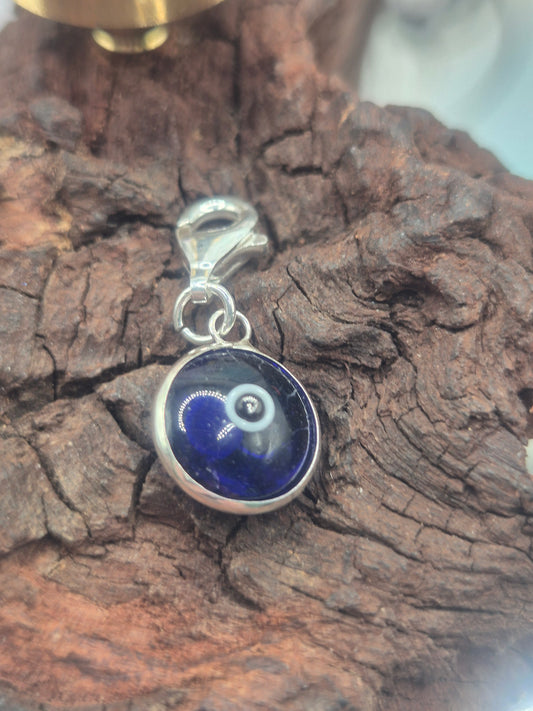 Enganche Para Pulsera de Plata 925 Consagrado Ojo Turco Azul Oscuro