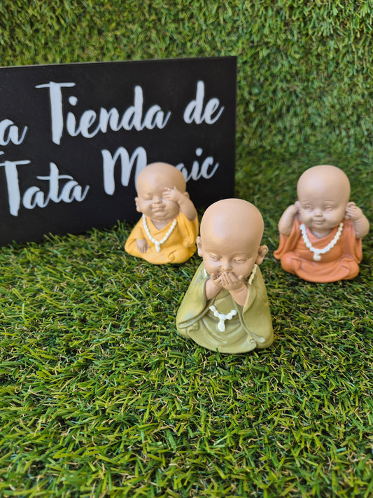 Monjes Ver, Oír y Callar en Colores Pastel - Set Decorativo Zen y Armonía