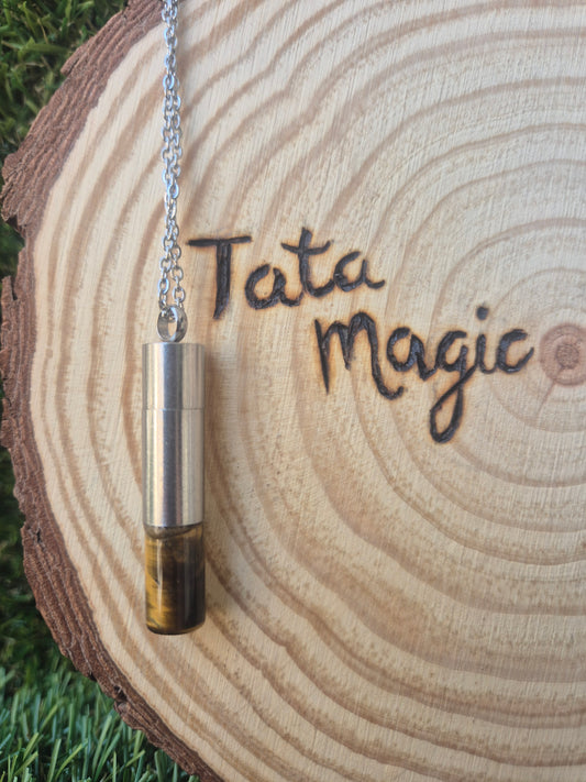 Colgante de Manifestación con Ojo de Tigre y Mensaje de la Kabbalah- Abundancia y Protección Unisex