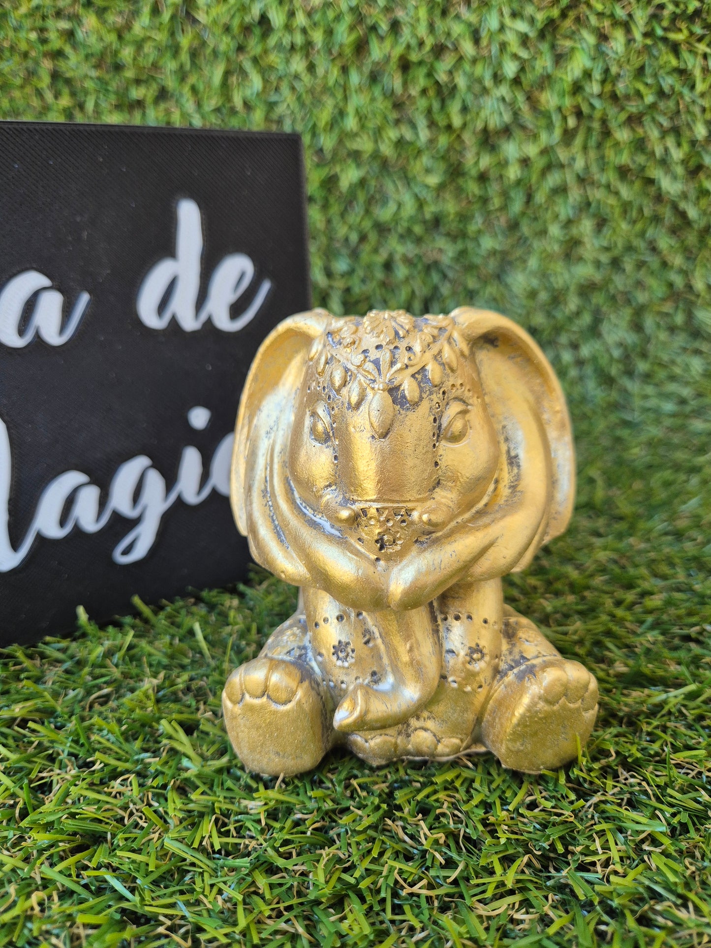 Ganesha Ver, Oír y Callar Doradas - Figuras Decorativas de Sabiduría y Protección