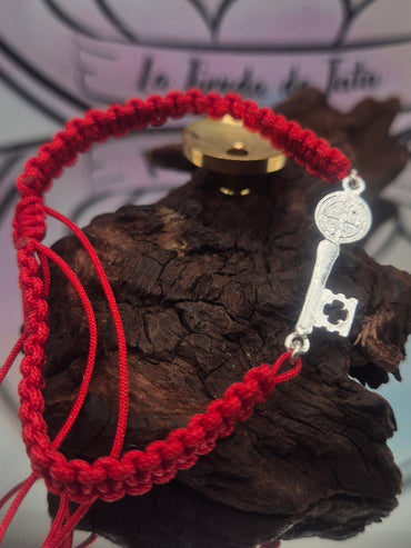 Pulsera Cuerda Plata 925 Llave San Benito