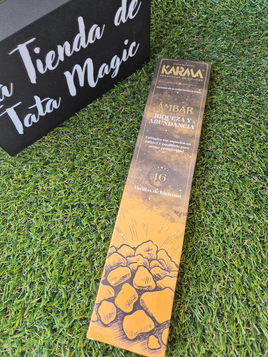Incienso Extra Largo Riqueza y Abundancia Ámbar de Karma - Aroma Cálido para Prosperidad