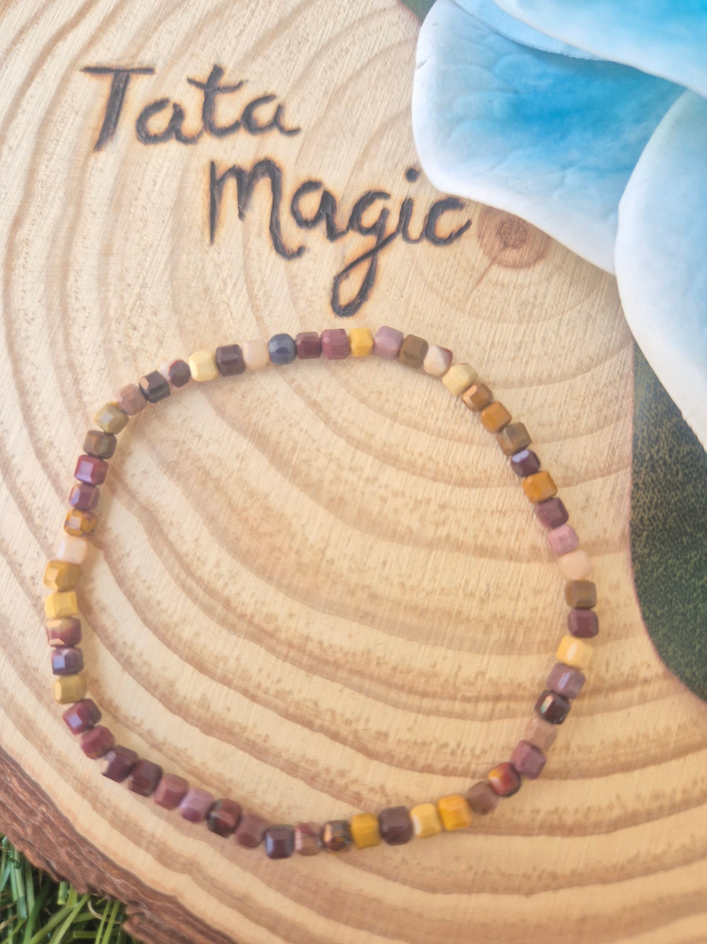 Pulsera de Mokaita Facetada 3 mm - Equilibrio, Cambios Positivos y Energía
