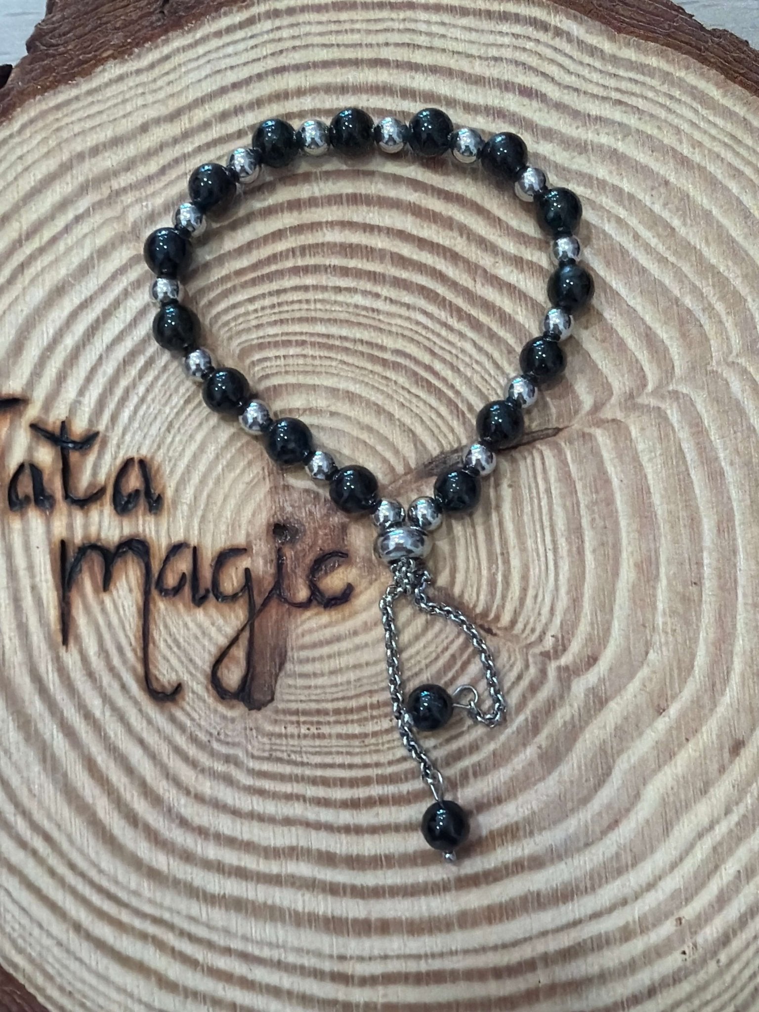 pulsera turmalina acero JoyeriamineralespulserasTienda esotérica Málaga - La Tienda de Tata Magic: tienda Esotérica en Málaga