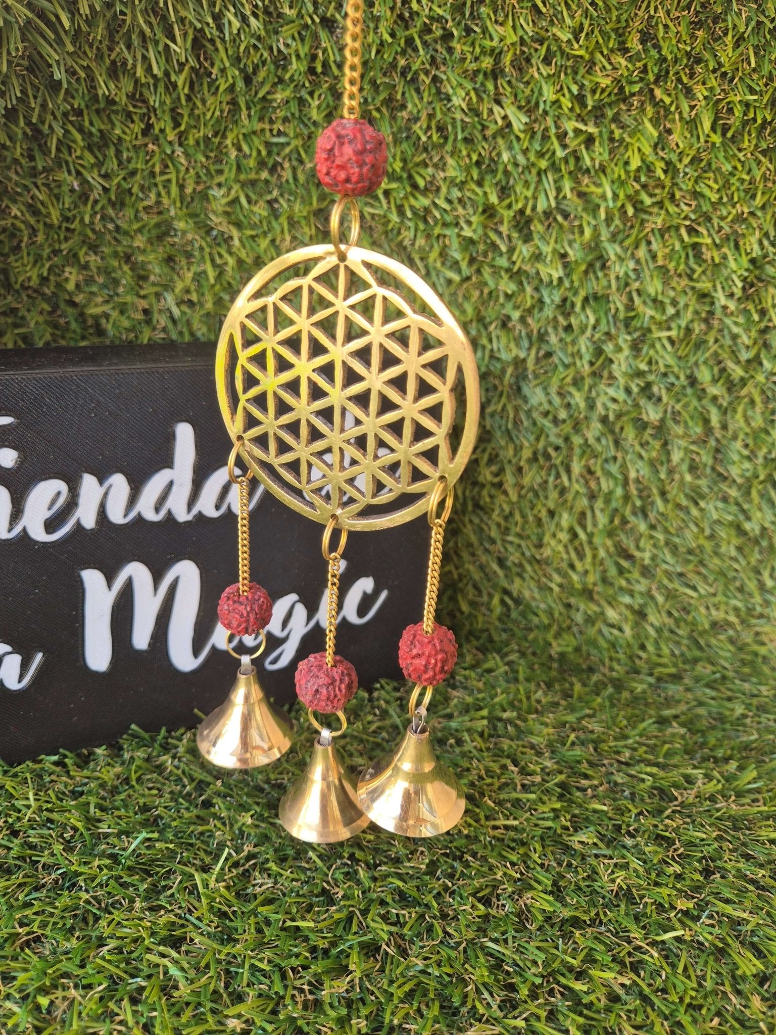 Carrillón de Viento Flor de la Vida con Rudraksha - Protección, Armonía y Energía Sagrada Tienda esotérica Málaga - La Tienda de Tata Magic: tienda Esotérica en Málaga