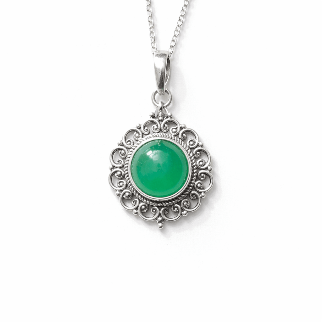 Colgante consagrado de Aventurina Verde en plata 925 - Abundancia, sanación y confianza en la vida colgantesplataTienda esotérica Málaga - La Tienda de Tata Magic: tienda Esotérica en Málaga