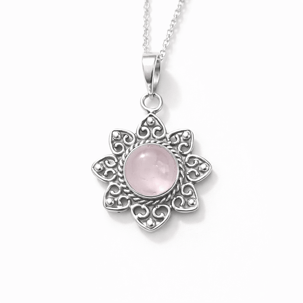 Colgante consagrado de cuarzo rosa plata 925 - Amor, dulzura y sanación emocional colgantesplataTienda esotérica Málaga - La Tienda de Tata Magic: tienda Esotérica en Málaga
