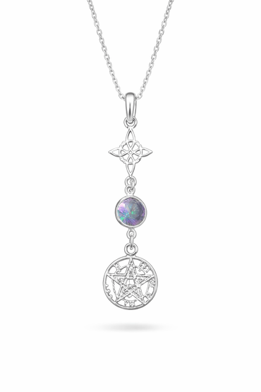 Colgante Doble Protección en Plata con Topacio Místico - Programación Alfa/Omega colgantesplataTienda esotérica Málaga - La Tienda de Tata Magic: tienda Esotérica en Málaga
