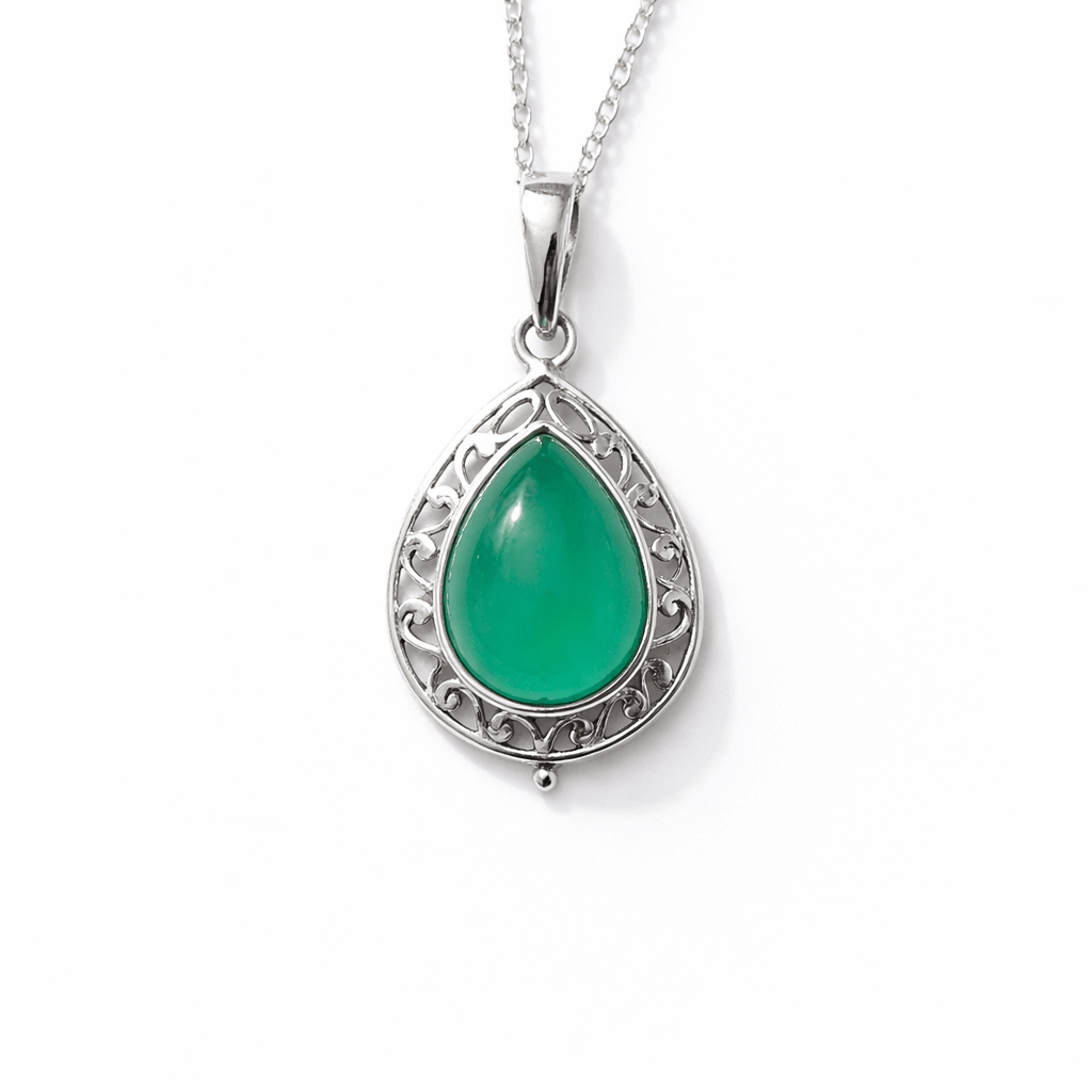 Colgante consagrado de aventurina verde lágrima en plata 925 - Abundancia, bienestar y nuevos comienzos colgantesplataTienda esotérica Málaga - La Tienda de Tata Magic: tienda Esotérica en Málaga