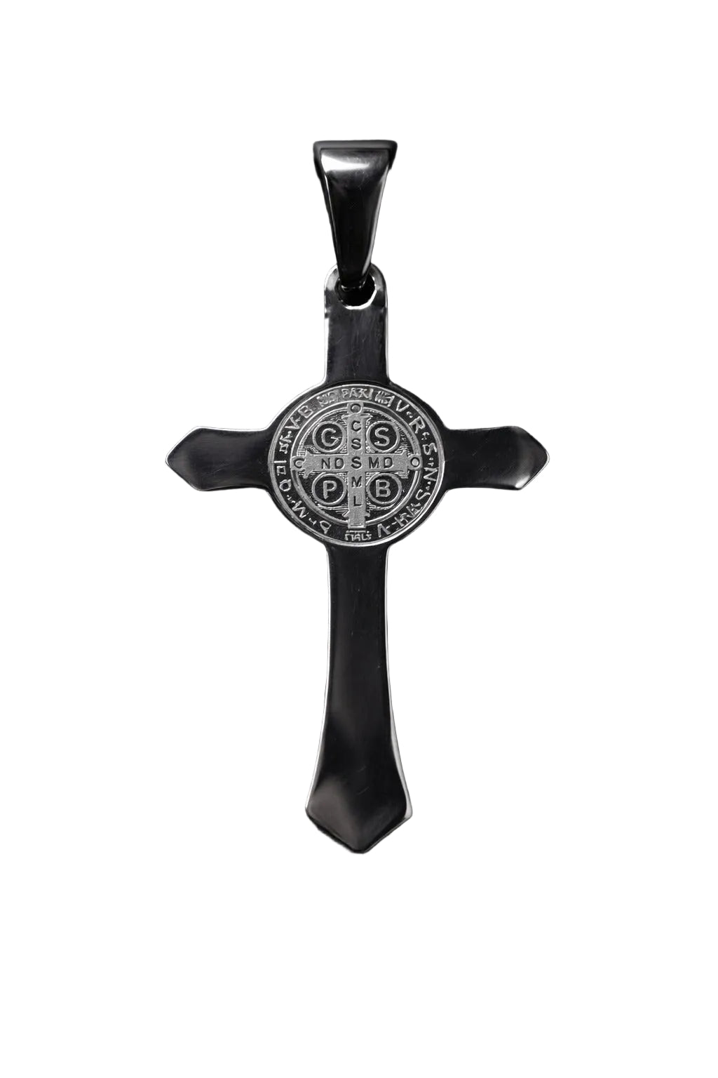 Colgante Cruz Católica Acero San Benito - Protección Espiritual Joyería EspiritualTienda esotérica Málaga - La Tienda de Tata Magic: tienda Esotérica en Málaga