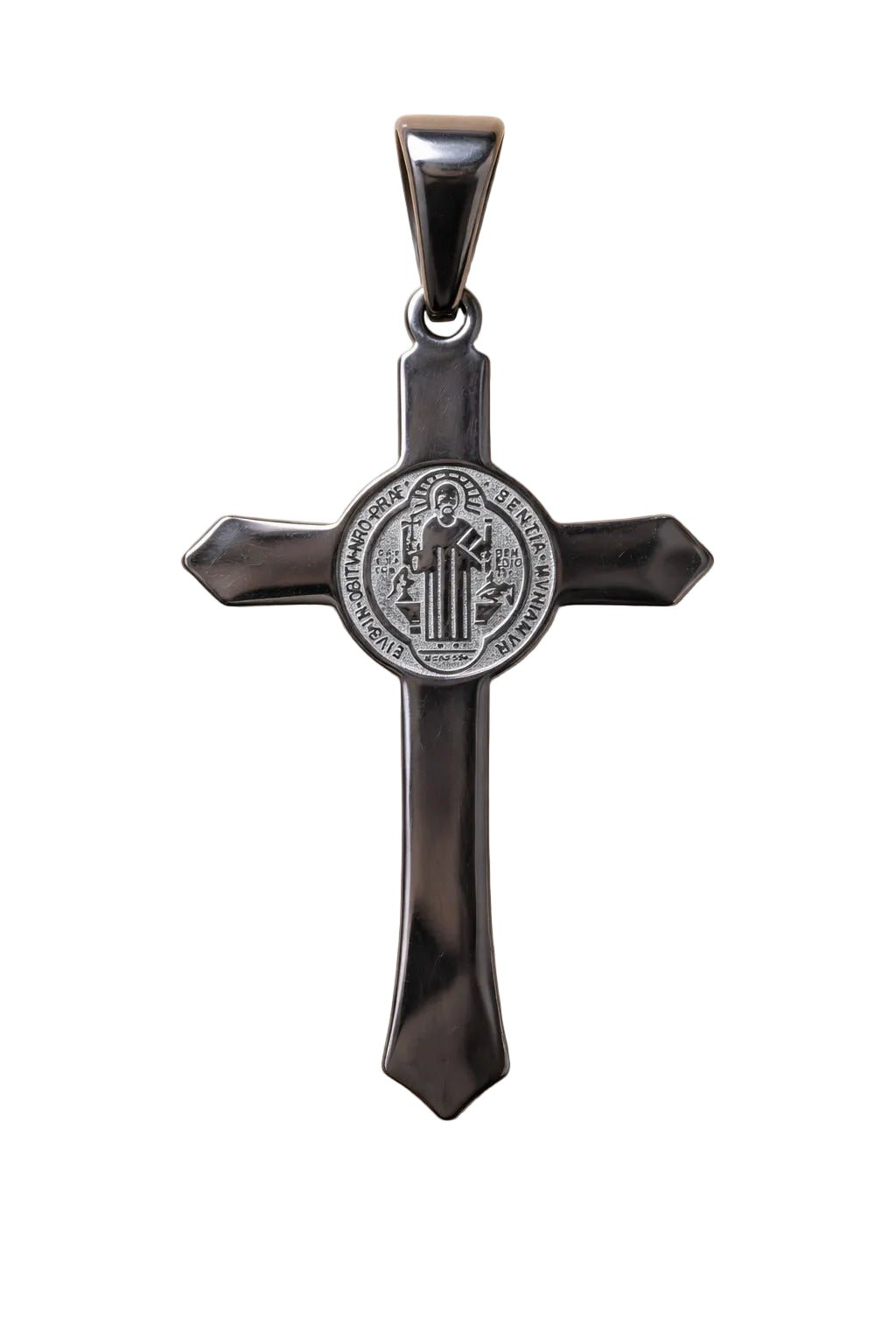 Colgante Cruz Católica Acero San Benito - Protección Espiritual Joyería EspiritualTienda esotérica Málaga - La Tienda de Tata Magic: tienda Esotérica en Málaga