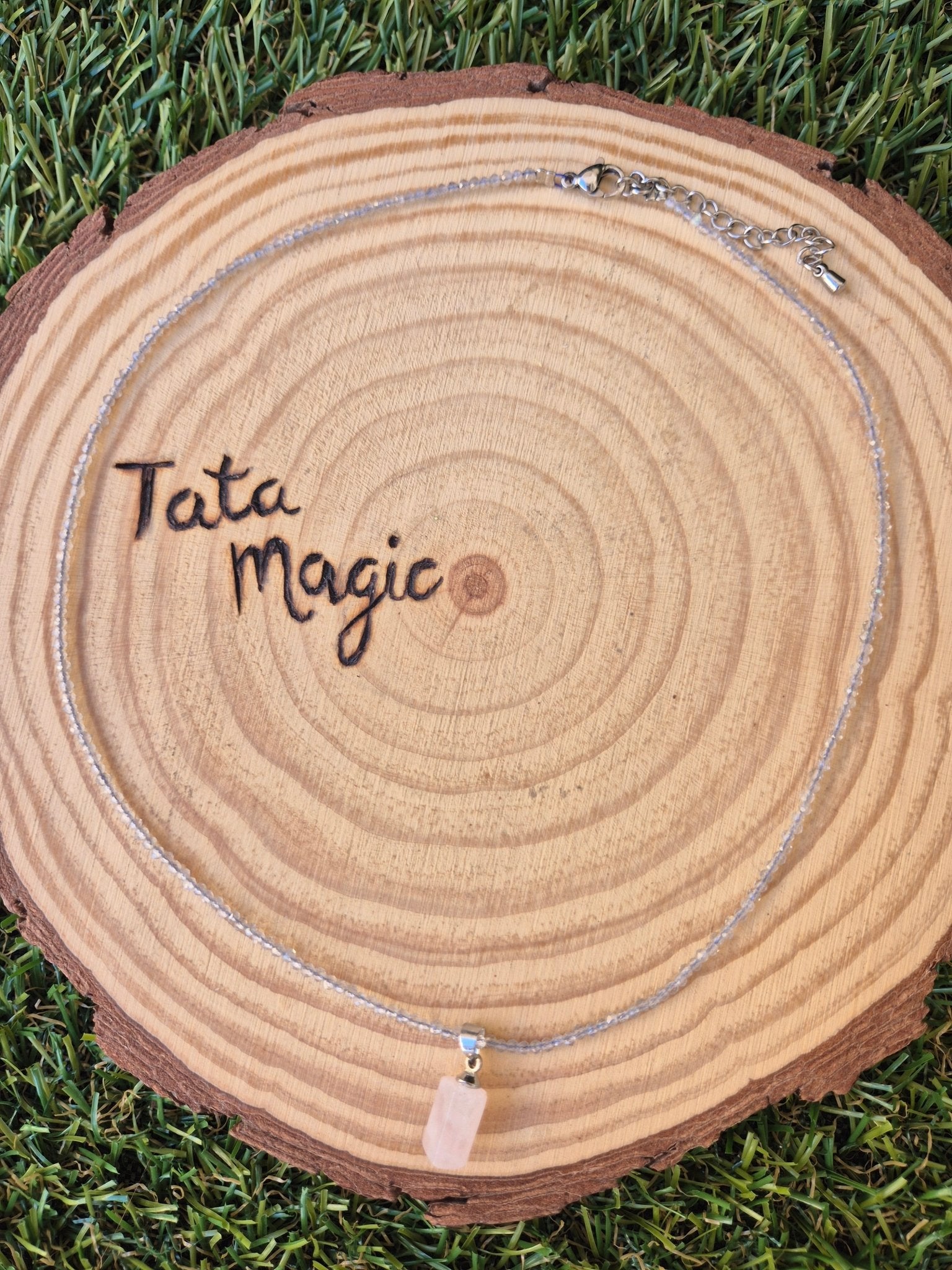Collar de Labradorita Azul Facetada con Cuarzo Rosa 2mm - Intuición y Protección JoyeriamineralescolgantesTienda esotérica Málaga - La Tienda de Tata Magic: tienda Esotérica en Málaga