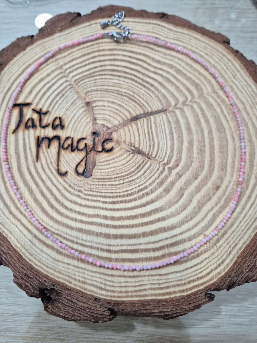 Collar opalo rosa facetado 2 mm JoyeriamineralescolgantesTienda esotérica Málaga - La Tienda de Tata Magic: tienda Esotérica en Málaga