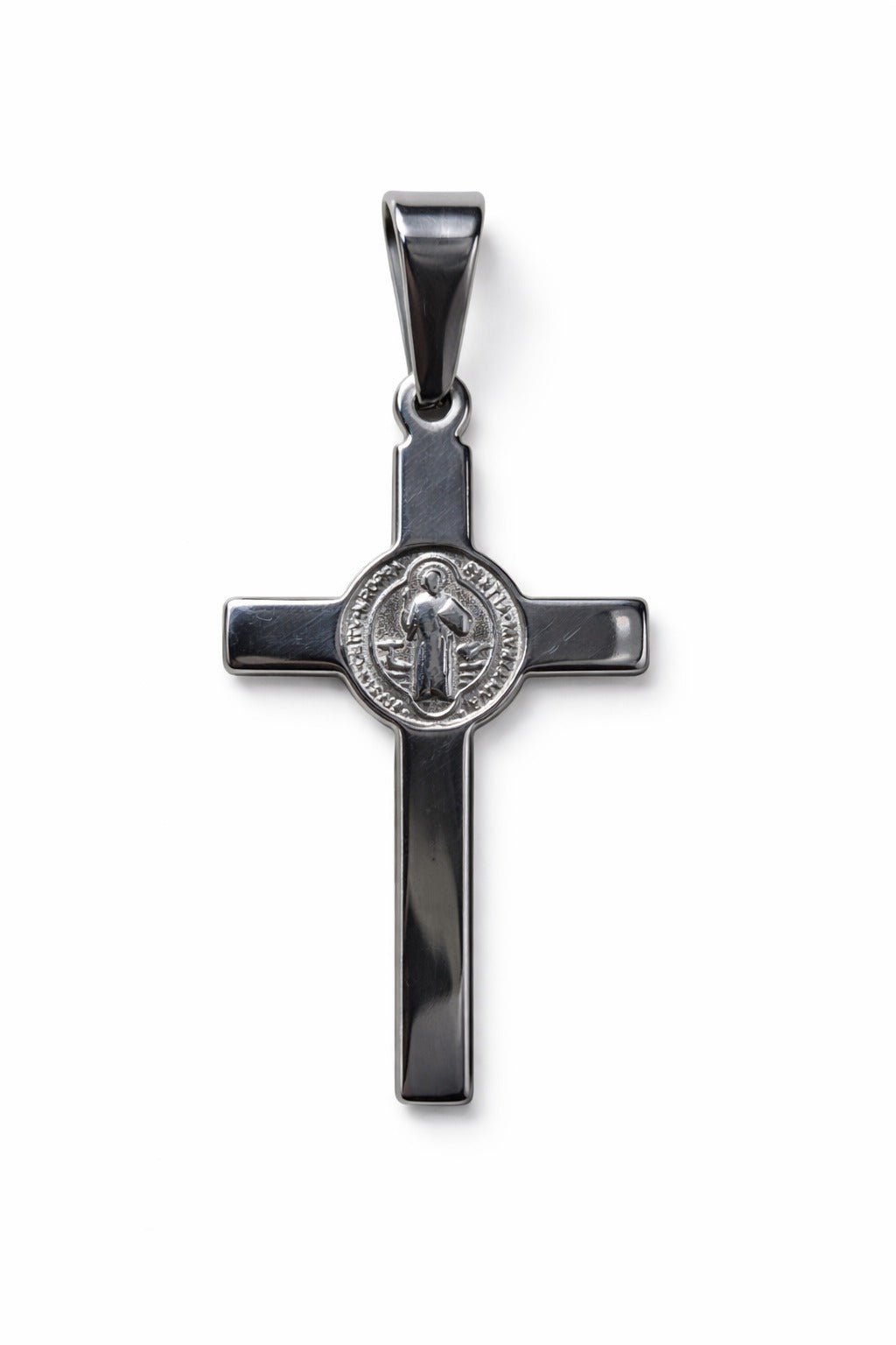 Colgante Cruz Católica Acero San Benito - Protección Espiritual Joyería EspiritualTienda esotérica Málaga - La Tienda de Tata Magic: tienda Esotérica en Málaga