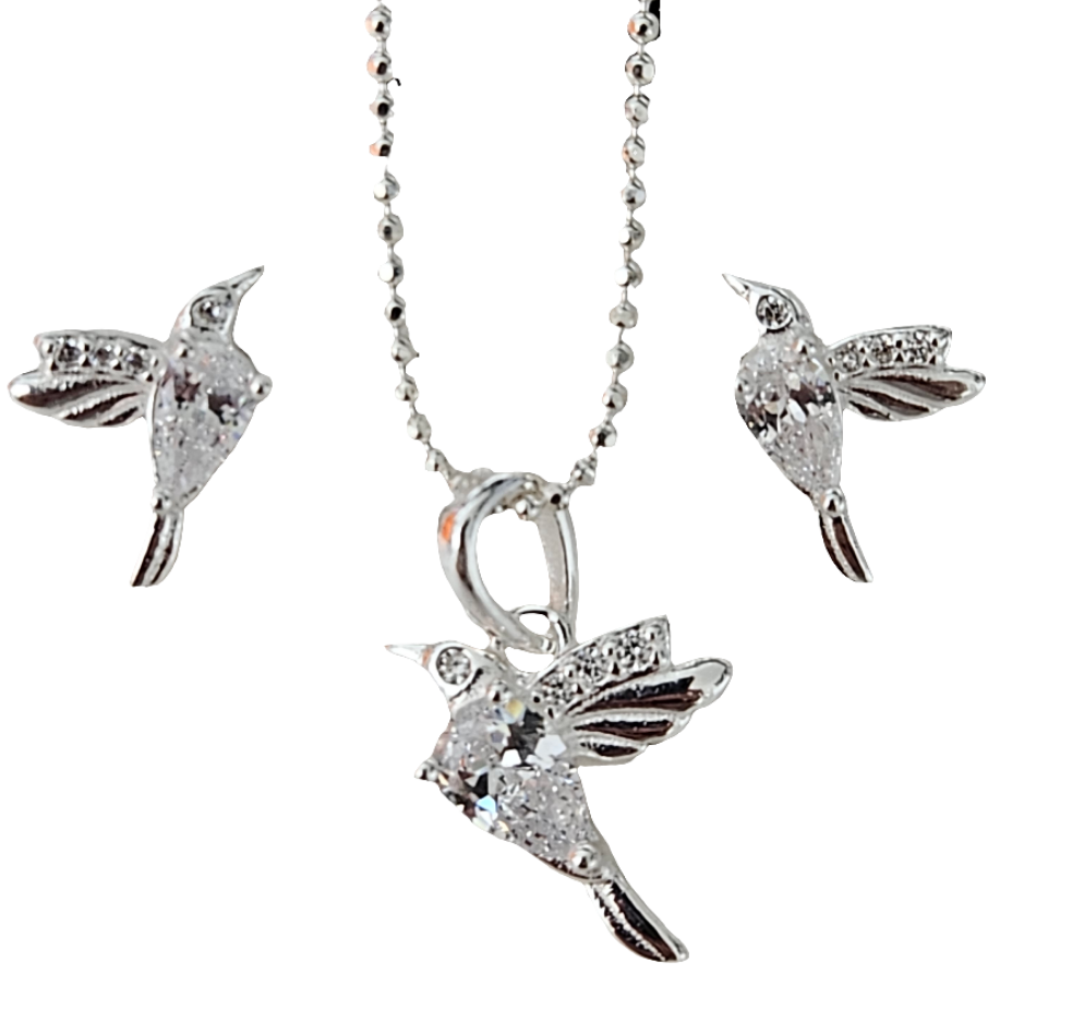 Conjunto Colibri Plata con circonitac