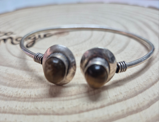 Brazalete Ojo de Tigre Equilibrador de Alpaca - Joyería Étnica
