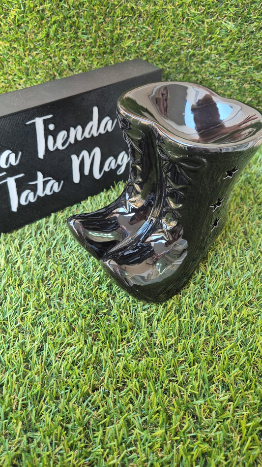 Quemador de Aceite Botas de Bruja Negro - Difusor de Esencias y Decoración Mística